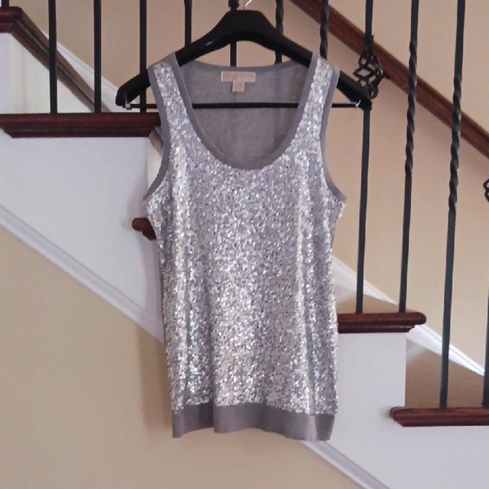 Silver Sequin Tank Top